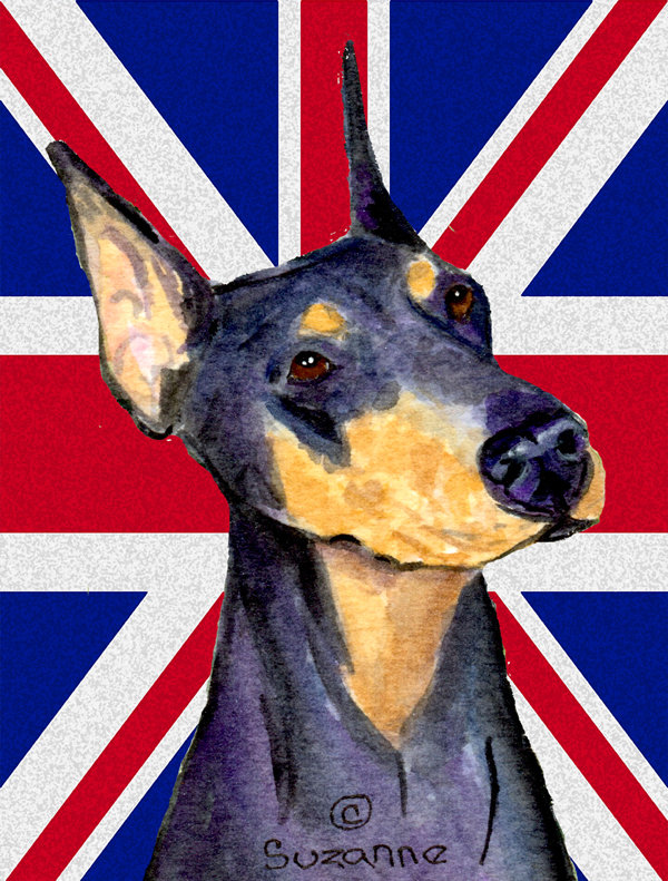 40 x 28 po en polyester britannique 2 faces english union jack drapeau maison, Doberman 1