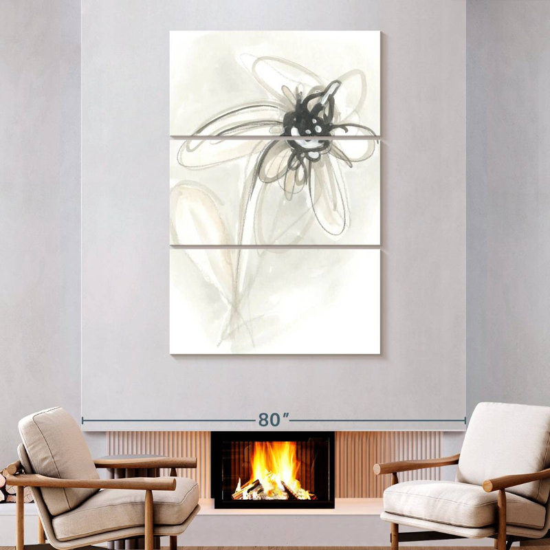Avery Neutral Floral Gesture V, 74" H x 48" W
