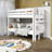 Treva Solid Wood Standard Twin over Twin Bunk Beds, 3 Step Ladder, White-1852120531