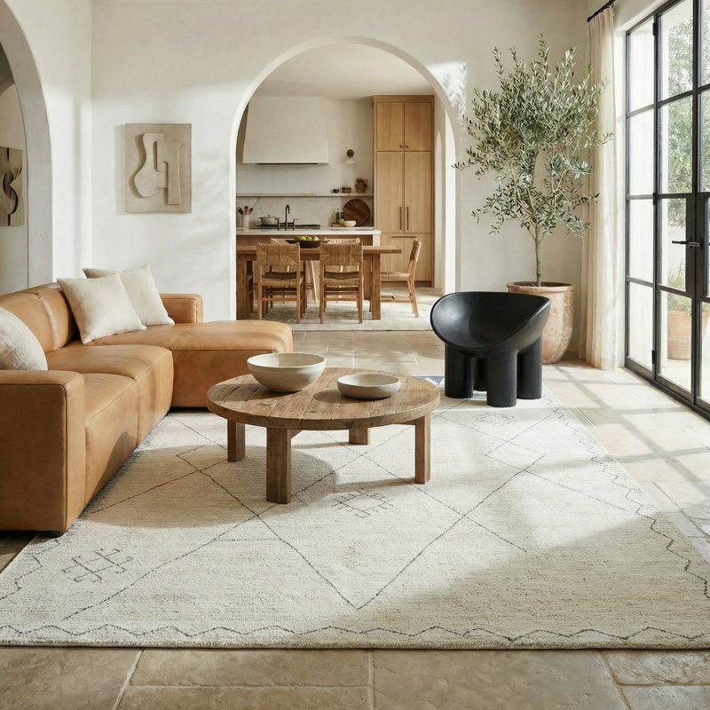 Rug Branch Nivara 5' x 8' (5'3" x 7'7") Beige/Cream Boho Indoor Area Rug, Comtemporary, Medium Pile, Stain-Resistant Carpet - Living Room, Bedroom, Dining Room, and Kitchen