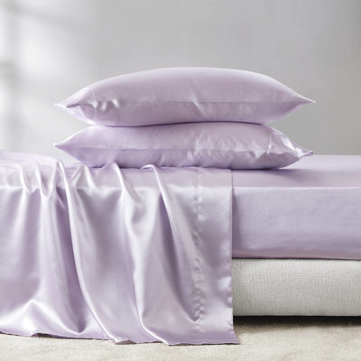 King Satin Luxury Sheet Collection - Wrinkle- Comfort, Up To 16" Mattress Compatible, 1 Flat Sheet, Fitted 4 Pillowcases, Smooth Touch, Breakage Minimization, , Ensemble Bedding, Fit, & Gentle,