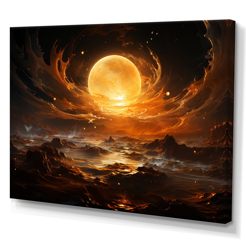 Verre de feu saturn planète II - art mural de la planète espace, Toile tendue, H 12 po x l 20 po x P 1 po
