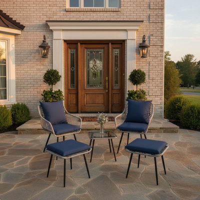 5 Piece Outdoor Patio Furniture Set, Patio Bistro Set With Ottoman by Bay Isle Home