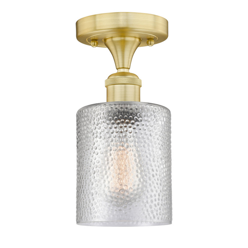 Vasilija Glass Semi Flush Mount, Seedy, Satin Gold