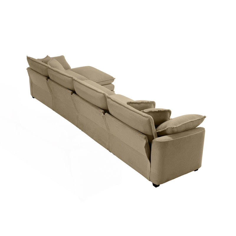 Canapé modulaire rembourré en L 4 places avec 1 repose-pieds Modern, Tanné