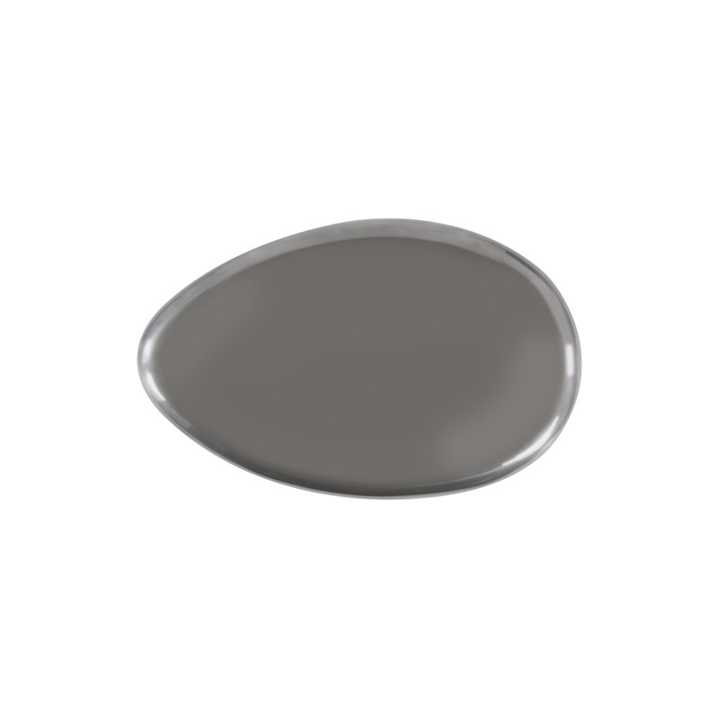 River Stone Solid Coffee Table, 16" H x 54" L x 34" W, Polished Aluminum