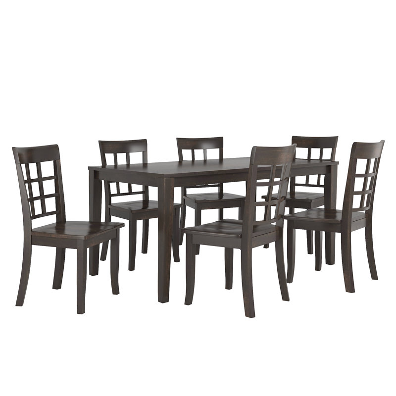 Ensemble de salle à manger à 4 pieds en bois massif Norita, Noir antique