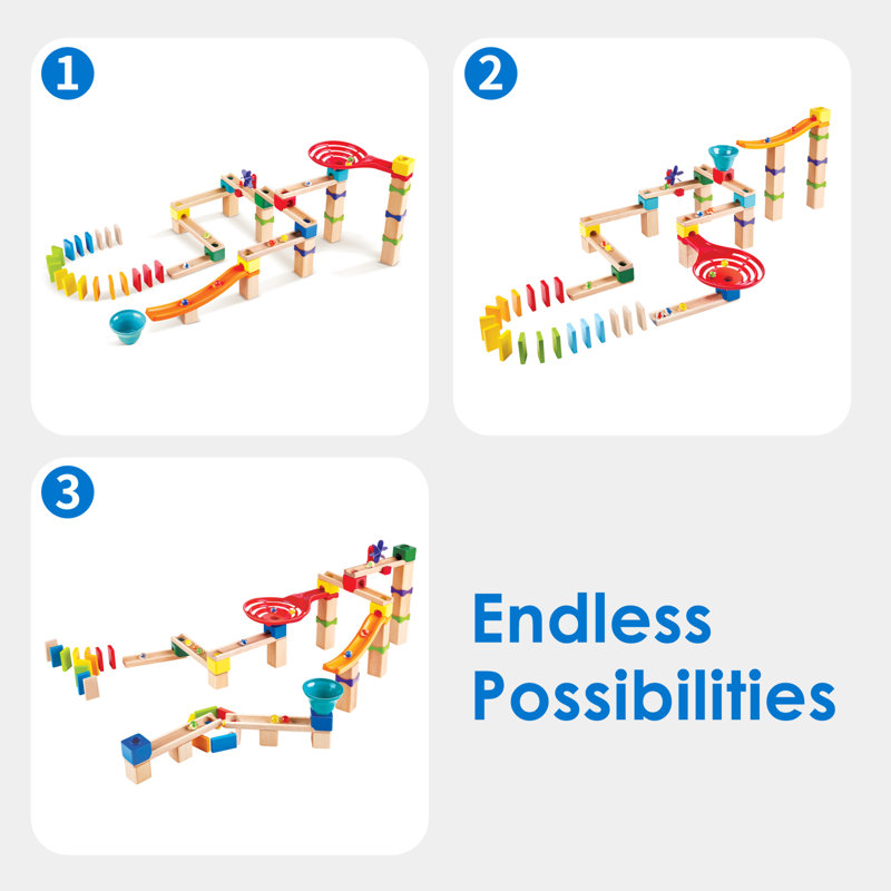 Colorful Wooden Marble Run Racetrack Set with 81 Pieces