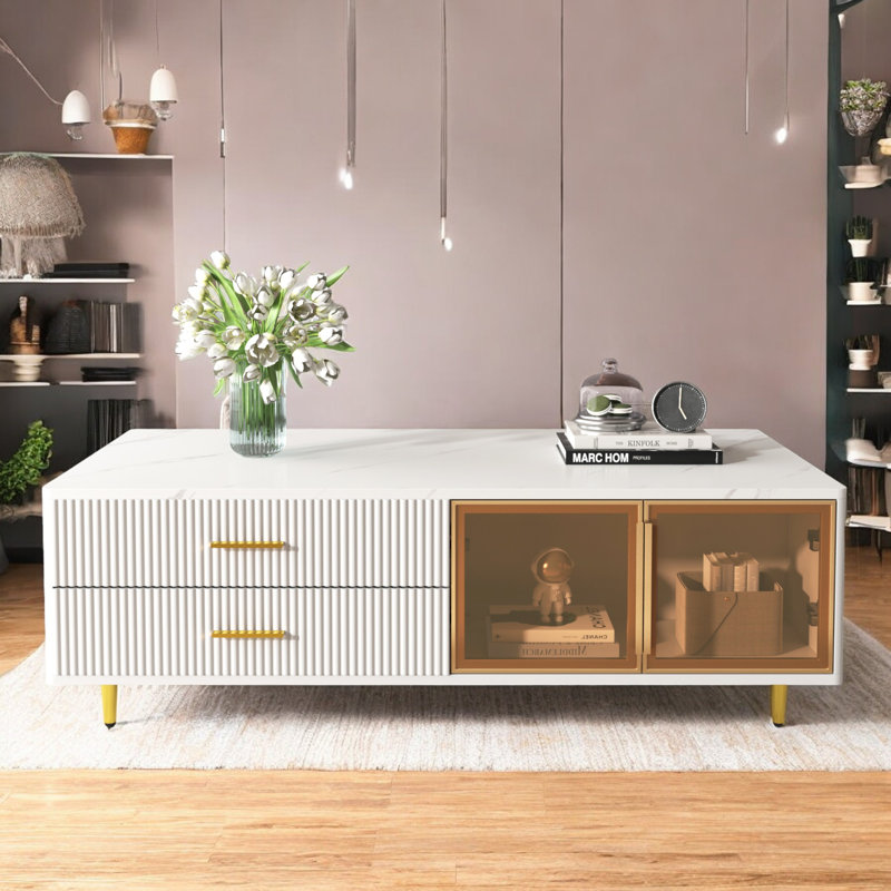 Coffee Table With Storage, White