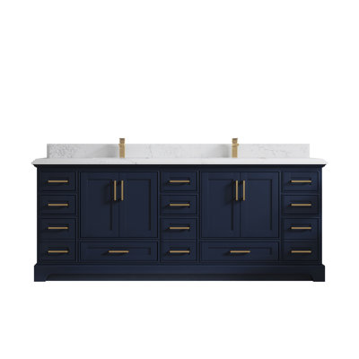 84'' Double Bathroom Vanity with Quartz Top