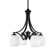 Zilo 4 Light Downlight Chandelier Shown In Graphite Finish With 5" White Linen Glass
