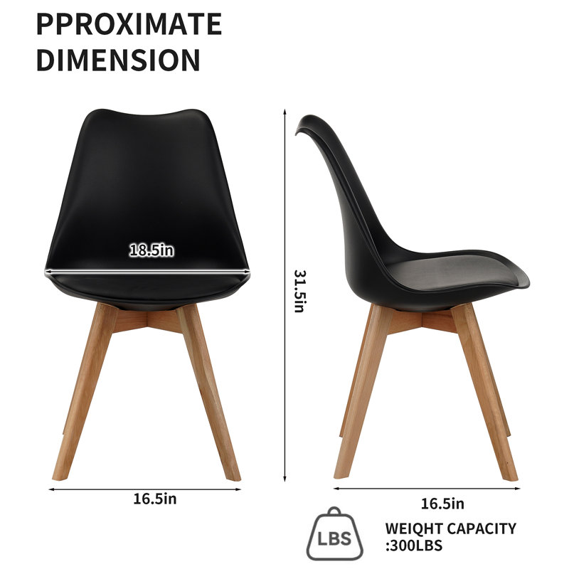 Set Of Four Dining Chairs, Medieval Modern Style Dining Chairs For Kitchen And Dining Room, With Wooden Legs, Black