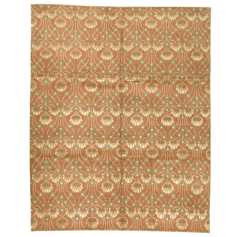 Tapis terre cuite noué à la main de haute qualité
