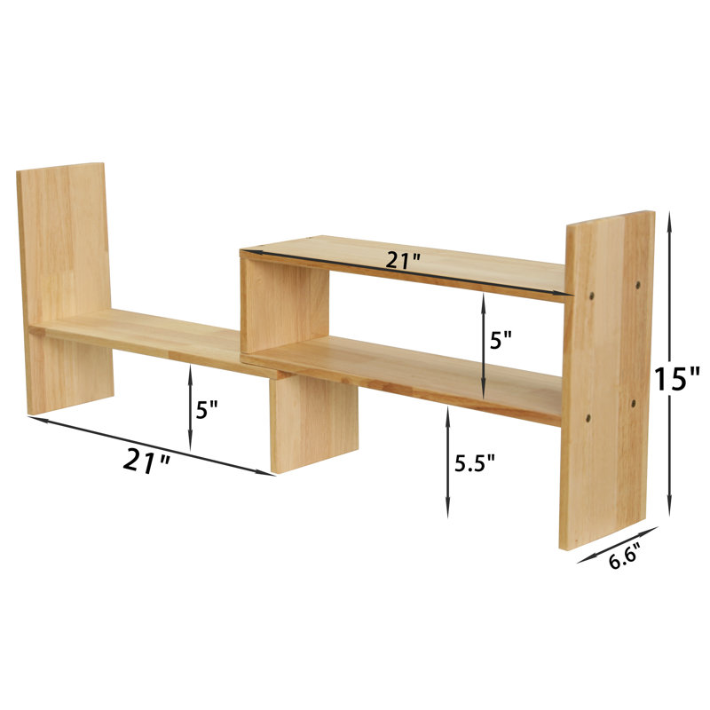 Planada Solid Wood Desktop Organizer Stackable Desk Organizer Bookshelf, Nature