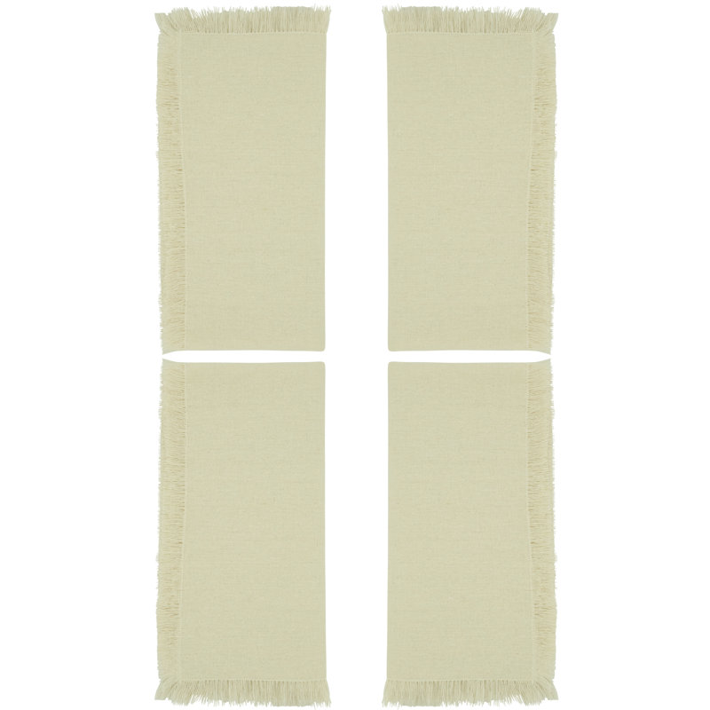 Ivory Cotton Fringed Table Napkins, Set of 4