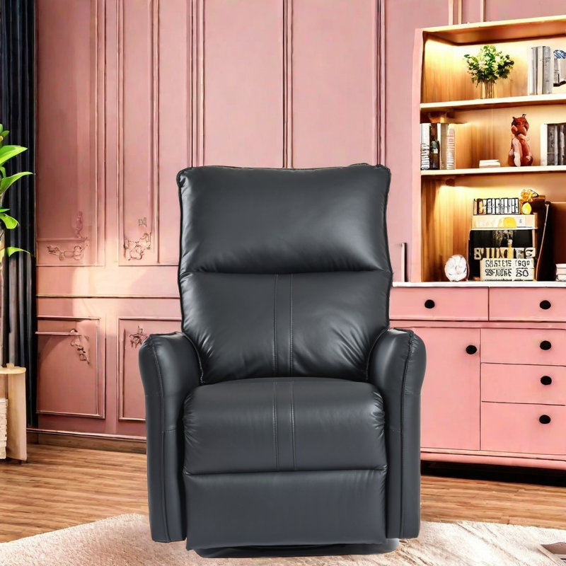 Pu Leather 270° Swivel Rocking Recliner Chair With 30° Rocking & 95-150° Reclining, Overstuffed Padding, For Living Room, Bedroom