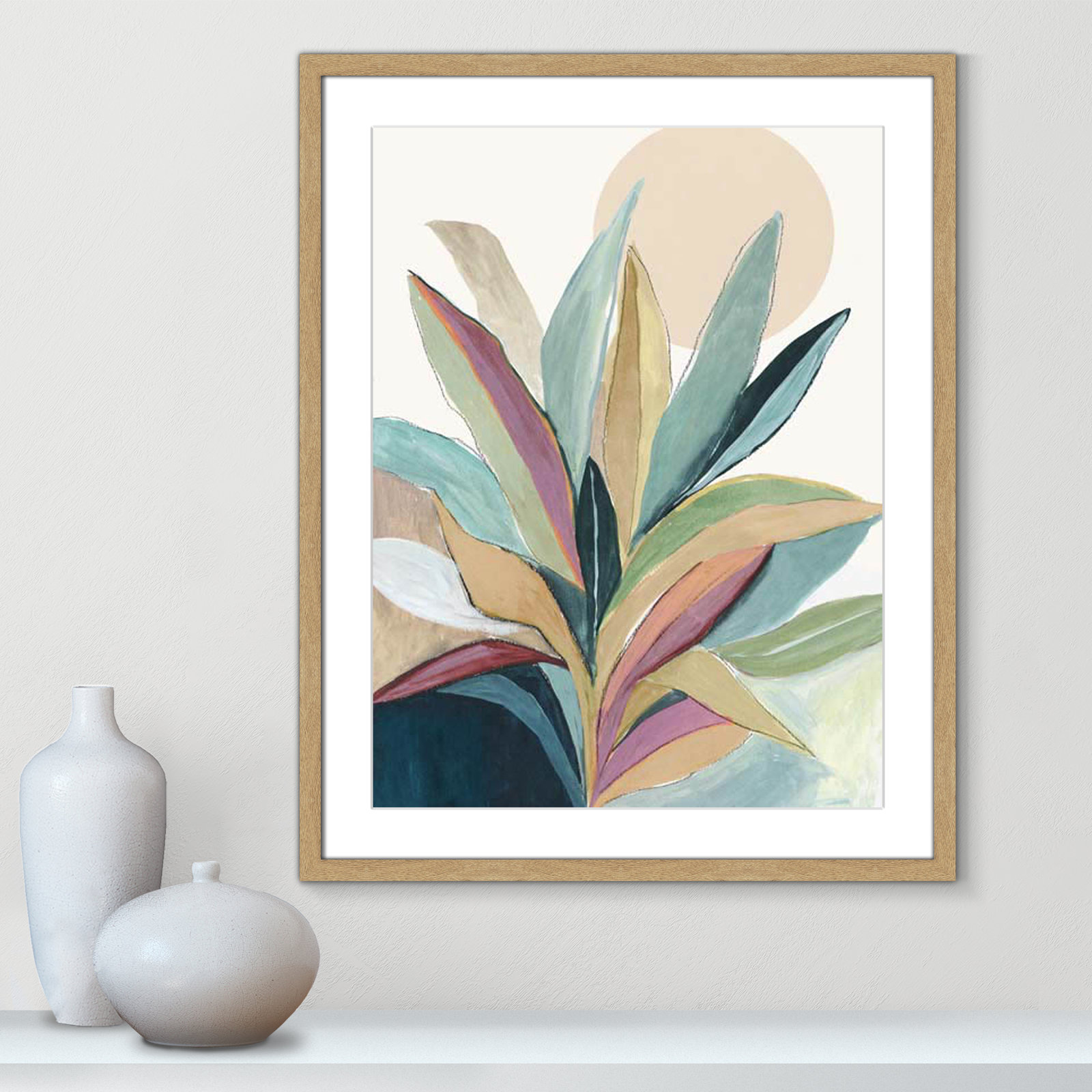 Byer "Sunny Bright Leaves I" Print by Asia Jensen, No Mat, Natural Woodgrain Single Picture Frame, 29.5" H x 23.5" W x 2" D