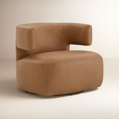 Bascom Genuine Leather Swivel Barrel Chair