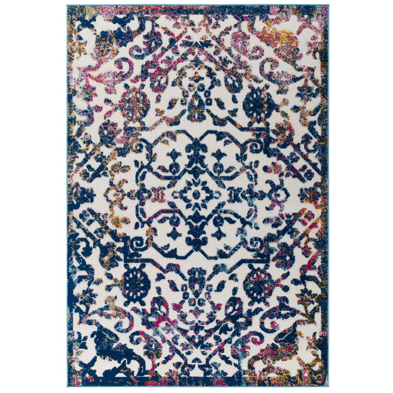 Modway Reflect Primrose Vintage Ornate Floral Indoor and Outdoor Area Rug, Rectangle 5' x 8'