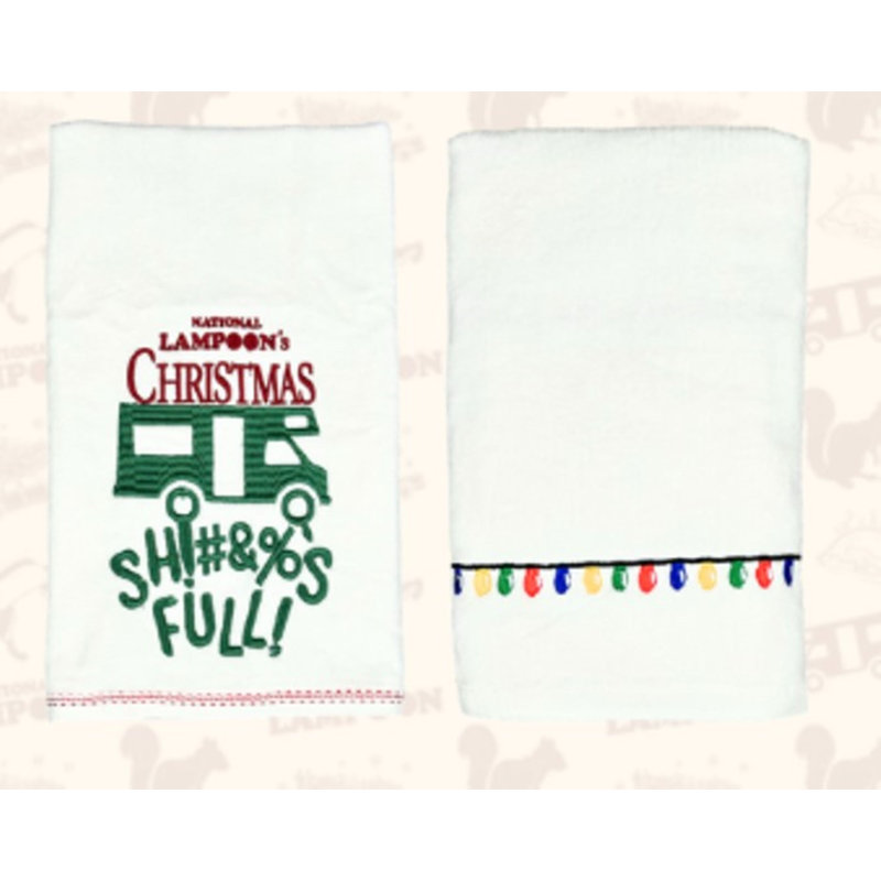 National Lampoon's Christmas Vacation Kitchen Towels | 2-Pack | 100% Cotton 16x28 Dish Towels and Hand Towels | Griswold Christmas Decor Gift (Sh!t Full  / Lights)