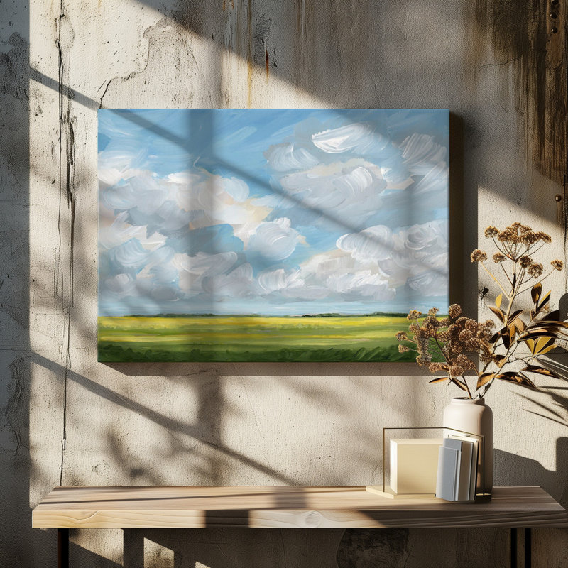 Vast Sky Yellow Field by Nicole Walsh — Landscape Wall Art, 60 × 40, Wrapped Canvas, Does Not Apply