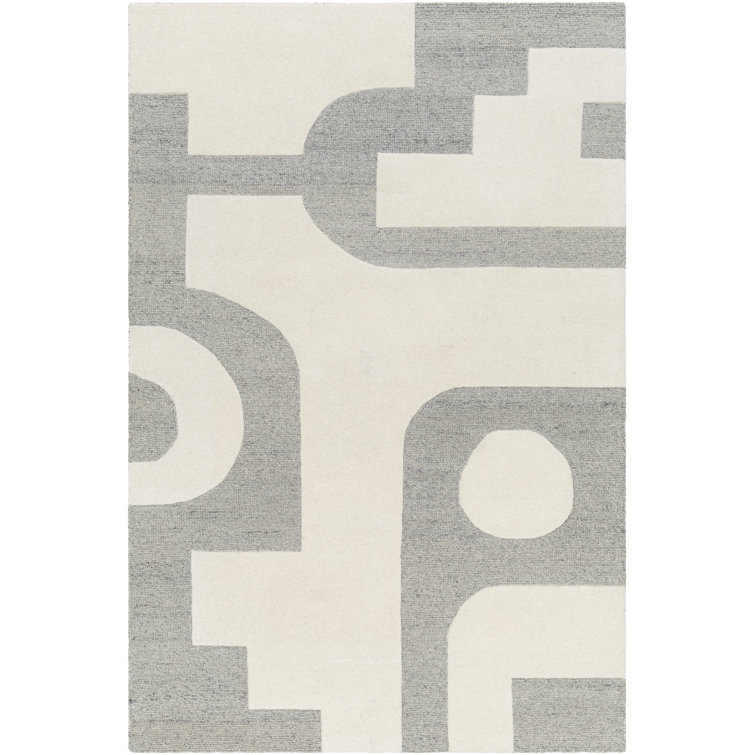 Lari Abstract Hand Tufted Wool Area Rug in Gray