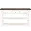 Table console de style vintage américain avec plateau en pin massif de 122 cm (48 po), 3 tiroirs de rangement latéraux, 2 étagères et agencement multifonctionnel. Montage facile. Parfait pour une chambre, un salon ou un couloir.