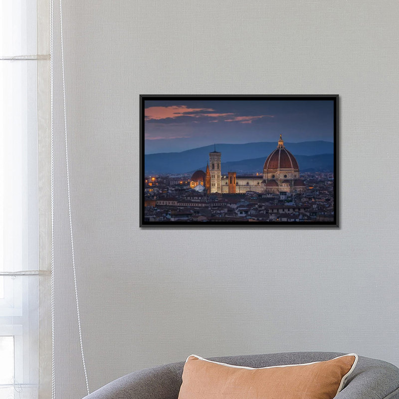 « santa maria del fiore », reproduction de photo sur toile, H 18 po x l 26 po x P 1,5 po, Toile avec cadre noir, Pas de tapis