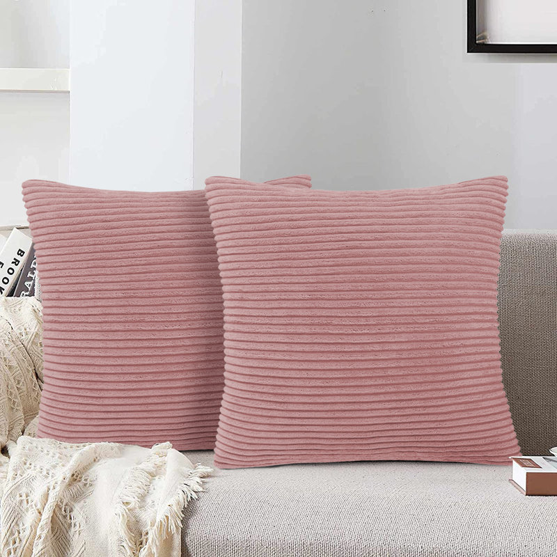 Square Cushion Pad, Light Pink Corduroy