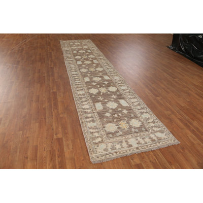 Vegetable Dye Oushak Turkish Runner Rug 3x15