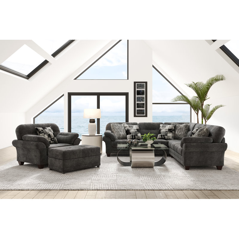 Fauteuil Daciano, Mélange de polyester gris foncé
