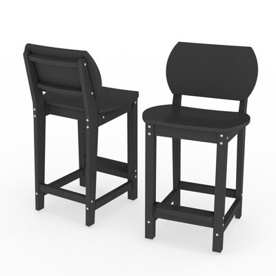 Tabourets de bar de patio en PEHD avec repose-pieds (lot de 2)