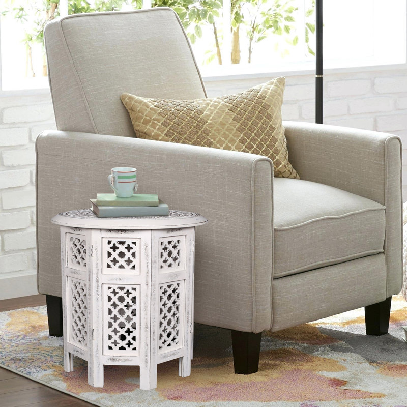 Abbeyville Frame End Table, White, 45cm H x 45cm W x 45cm D