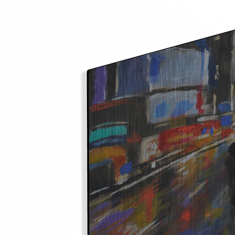 «Broadway at Night» par Solveiga, mur en métal, H 12 po x l 12 po