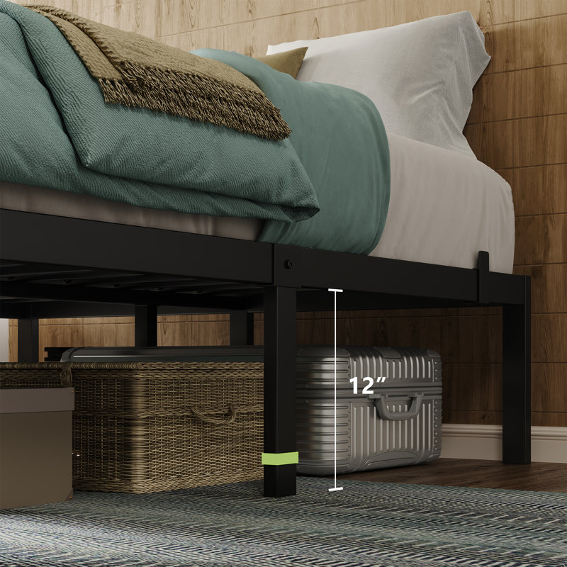  Metal Platform Bed Frame, Full Size Bed Frame With 14”under-bed Storage, Heavy-duty Bed Frame With 6 non-slip mattress Gaskets,no Box Spring,noise Free-black