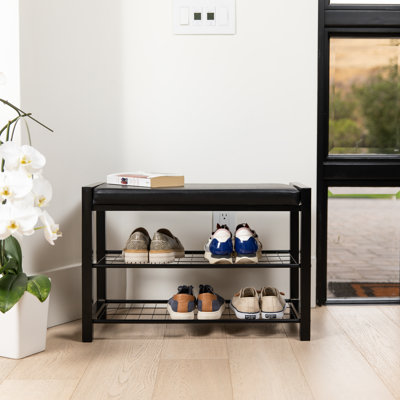 Chafic Faux Leather Upholstered Shoe Storage Bench