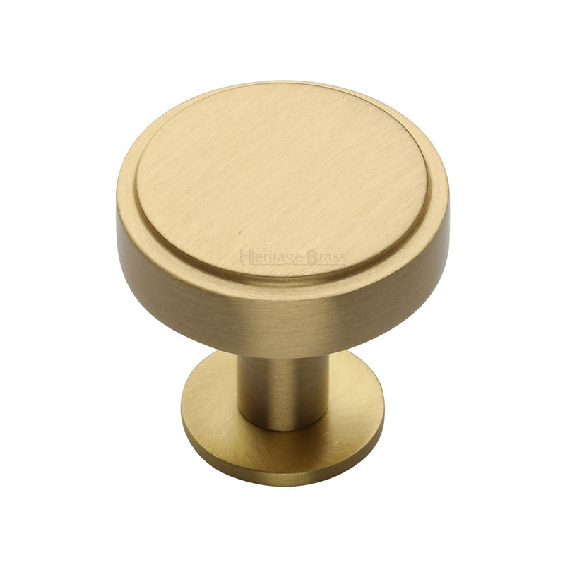 Heritage Brass Cabinet Knob Stepped Disc Design with Rose, 3.2cm