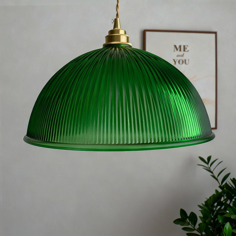 Luminaire suspendu en verre antique, Vert