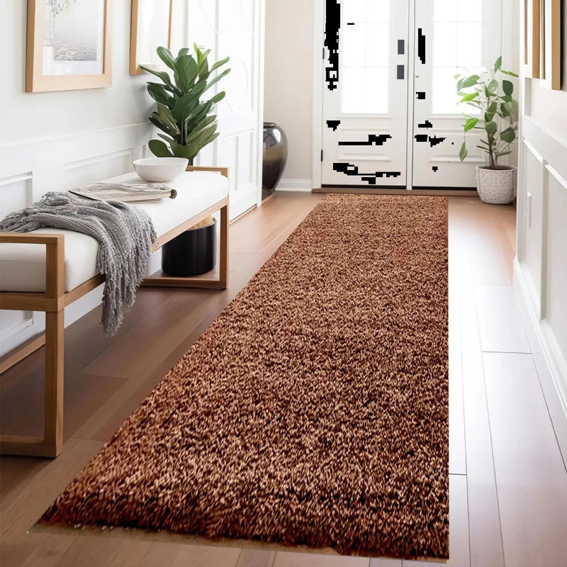 Solid Colour Shag Area Rug, Runner 60 x 220 cm