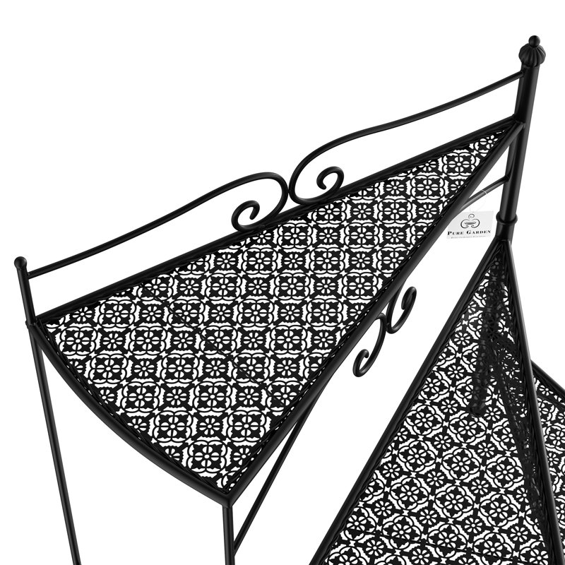 Support pour plante pliante d'intérieur ou d'extérieur à 3 niveaux Macpherson, H 24 po x l 22 po x P 22 po, Noir