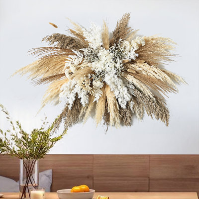 Décoration murale 50 à 100 cm XL Pampas | Contour de miroir d'herbe Pampas | Décoration de salon | Décoration de mariage | Arrangement de salon de Pampas |