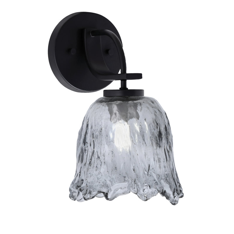 Applique murale Waldes, fini noir mat, verre fumé lave 7 po, Black / Matte Black