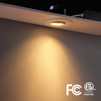 3-Inch Gimbal Led Dimmable Recessed Lights With J-Box, 7W (35W Eqv.), 3000K Warm White, White