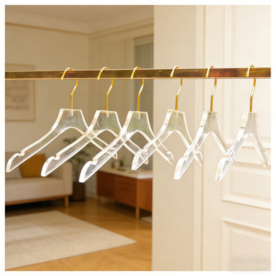 20 Pack Clear Acrylic Hanger With Gold Hook – Anti-Slip, Standard Size, Ideal For Blouses And Delicate Garments