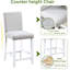Ensemble de salle à manger blanc à 5 comptoirs. Table carrée avec embellissement en cristal. Bois massif et 4 chaises rembourrées fabriquées en blanc. Accent. Construit