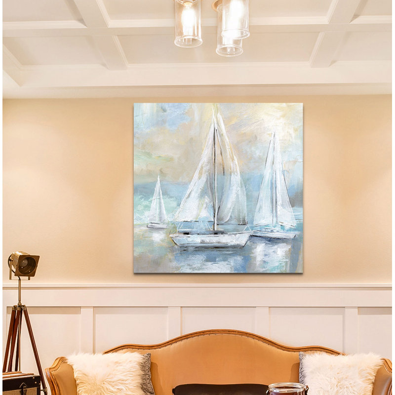 Anaee " Sail Away " by Nan, 16" H x 16" W, Wrapped Canvas, No Frame