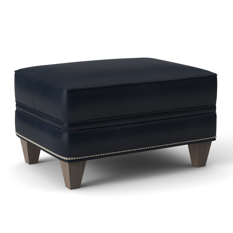 Taraval Ottoman, Rio Mineral Genuine Leather, Stone, Pewter