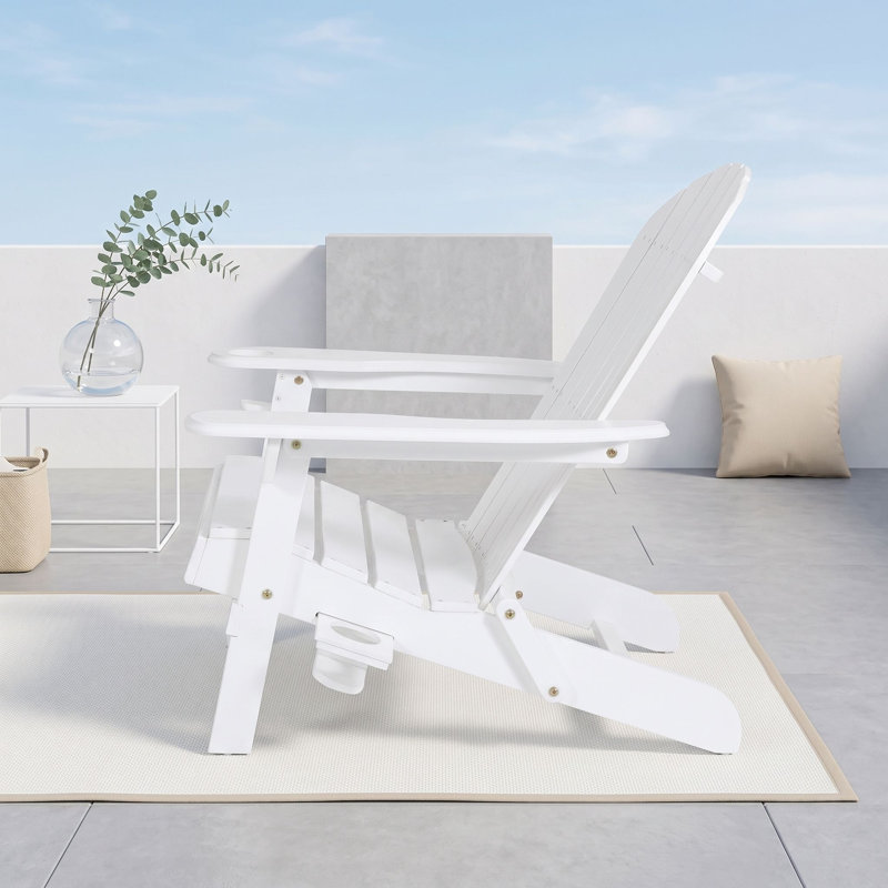 Chaise en bois avec porte-gobelets, Blanc