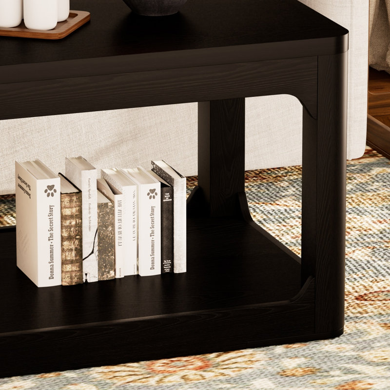 Ensemble de table basse de salon 3 pièces, table basse et table d'appoint de style moderne, avec beaucoup d'espace de rangement et des bords arrondis lisses. Idéal pour les salons, les chambres à coucher, les bureaux et plus encore. Noir