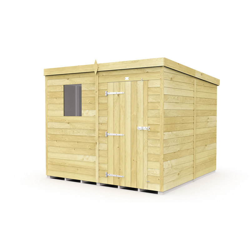 Pent Shed - Single Door with Windows, 7ft W x 8ft D